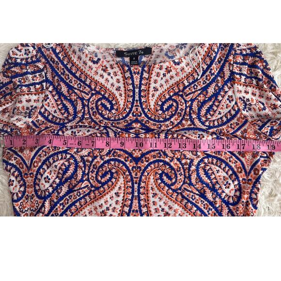 Suite 7 Women's Size 8 Navy & Orange Paisley Print Sheath Dress #0500 - Picture 9 of 10